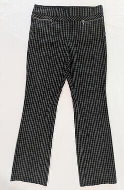 Violets & Roses Pants Womens 12/31 Black Check Ponte Straight Pull On Stretch